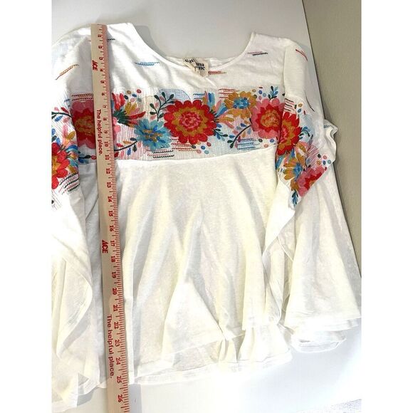 Savanna Jane Size 1X 2X Embroidered Top PonchoWhite Floral Flowers Plus - Picture 10 of 10